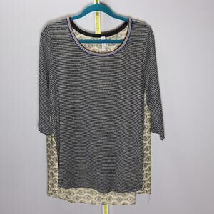 XCVI Plus Mixed Media Knit & Print 3/4 Sleeve Tunic Size XL / 1X